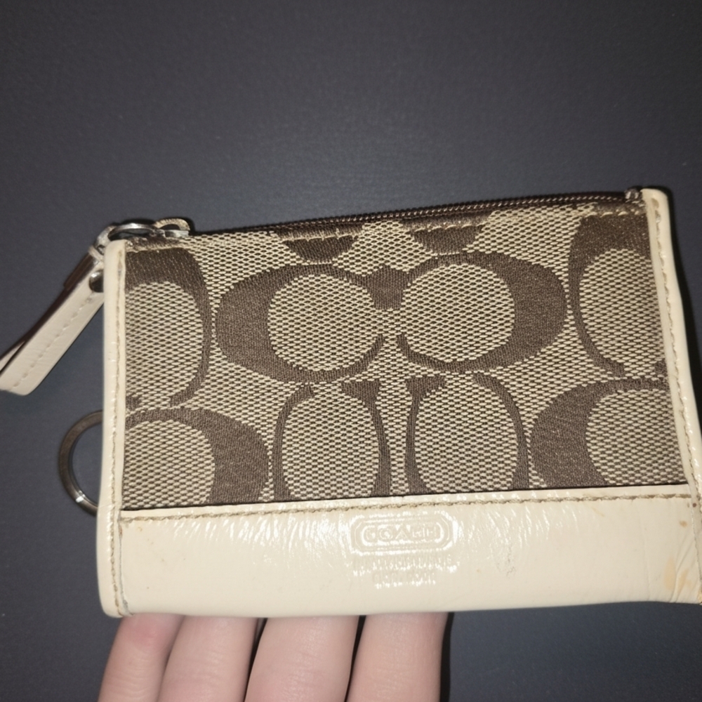 Coach Signature Logo Mini Wallet Keychain